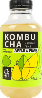 Напиток брожения фильтрованный непастеризованный с сахаром Apple&Pear Kombucha Vit-Fit п/бут 0.5л