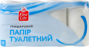 Папір туалетний 3-х шаровий Fine Life 16шт