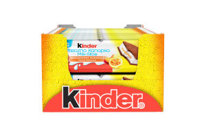 Пирожное бисквитное с молочной начинкой и наполнителем со вкусом персика и маракуйи Milk-slice Kinder м/у 28г