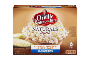Orville Redenbacher's Naturals Light Gourmet Popping Corn Classic Bag Classic Butter & Sea Salt - 6 CT