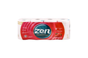 Папір туалетний 3-х шаровий Sweet pomegranate Premium Care Zen 8шт