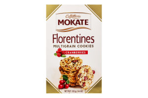 Печиво Флорентінес мультизлакове з шматочками сушеної журавлини та арахісом 125г Мокате