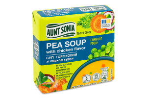 Суп гороховий з горохом варено-сушеним та натуральними сушеними овочами зі смаком курки Тьотя Соня м/у 180г
