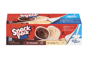 Snack Pack Pudding Chocolate, Vanilla - 36 CT
