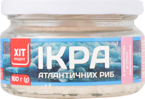 Икра атлантических рыб в белом соусе с креветкой Хіт продукт с/б 160г