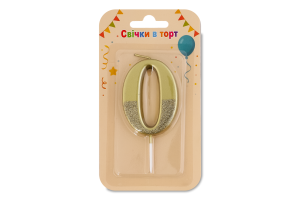Свеча-цифра в торт 0 Металлик Festa (Guangzhou) Co. Ltd 1шт