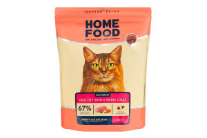 Корм сухий повнораціонний для дорослих котів Індичка та лосось Здорова шкіра та блиск шерсті Home Food д/п 400г