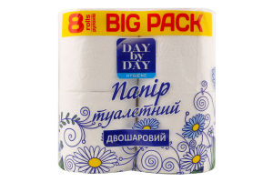 Папір туалетний 2-х шаровий білий Hygiene Day by Day 8шт