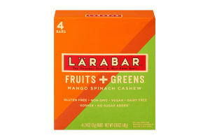 Larabar The Original Fruit & Nut Food Bar Fruit + Greens Mango Spinach Cashew - 4 CT