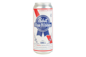 Пиво 500мл 4.7% светлое фильтрованное пастеризованное Pabst Blue Ribbon ж/б