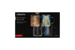 Чашка Shine mix 260мл боросилікатне скло 4шт Ardesтo