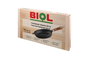 Сковорода чавунна з дерев"яною ручкою 26см РС25 Біол
