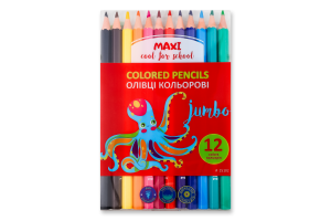Набір Олівці Jumbo кольорові шестигранні 12 шт.