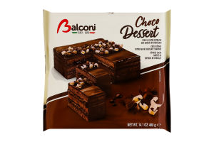Торт бісквітний із ніжною какао-начинкою та глазур'ю Choco dessert Balconi м/у 400г