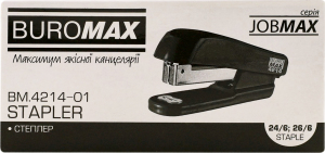 Степлер чорний пластик скоба №24/26 20аркушів Buromax