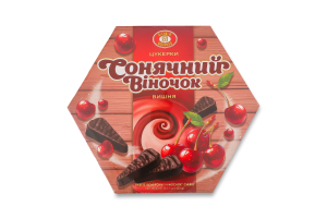 Цукерки Сонячний віночок Вишня 430г Бісквіт-шоколад