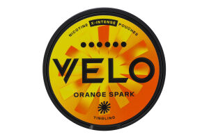 Подушечки никотиносодержащие бестабачные с подсластителями Orange spark Экстра-интенсивный Velo 20х0.7г
