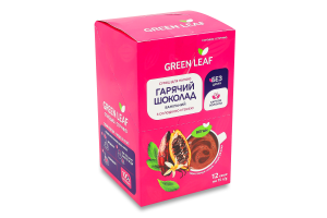 Суміш для напою з солодкою стевією Гарячий шоколад ванільний Green Leaf к/у 12х15г