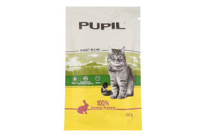 Корм вологий повнораціонний для дорослих котів з кроликом Pupil д/п 100г