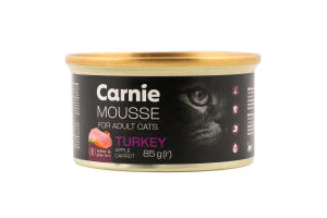 Корм д/дорослих котів Мус з індичкою яблуком морквою та желе 85г ж/б Carnie