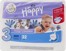 ПОДГУЗНИКИ БЕЛЛА BABY HAPPY MIDI 32ШТ 5-9КГ