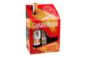 Набір Напій алкогольний 1л 35% на основі карибського рому Spiced gold + 1 склянка 340мл Captain Morgan к/у 2шт