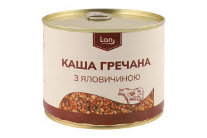 Каша гречана з яловичиною 525г ж/б Lan