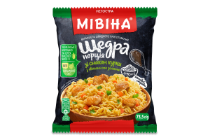 Вермишель быстрого приготовления неострая со вкусом курицы с овощами и зеленью Щедрая порция Мівіна м/у 73.5г