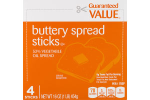 Guaranteed Value Buttery Spread Sticks 53% Vegetable Oil - 4 CT
