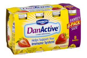 Dannon DanActive Probiotic Dairy Drink Strawberry - 8 PK