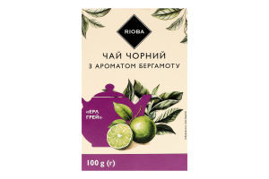 Чай чорний байховий з ароматом бергамоту Ерл Грей RIOBA к/у 100г