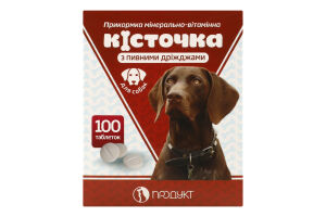 Прикормка для собак минерально-витаминная с пивными дрожжами Косточка Продукт 100шт