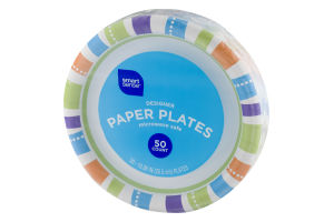 Smart Sense Designer Paper Plates 10.06 IN - 50 CT