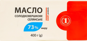 Масло 73% солодковершкове Селянське ТМ "1" м/у 400г