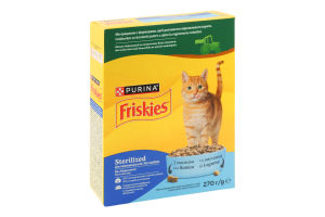 Корм сухой для взрослых котов с лососем и овощами Sterilized Friskies к/у 270г