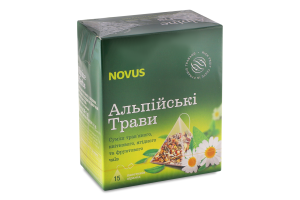 Смесь чая травяного с цветочным фруктовым и плодово-ягодным чаем Альпийские травы Novus к/у 15х2г