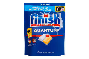Средство для мытья посуды в посудомоечных машинах Лимон Quantum Powerball Finish 60шт