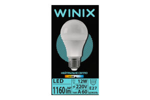 Лампа нейтральный свет A60 12W E27 4100K LED Winix 1шт