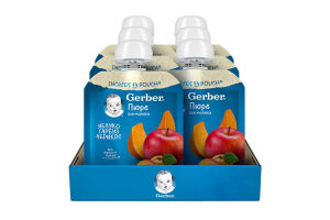 Пюре фруктово-овощное для детей от 6мес витаминизированное гомогенизированное Яблоко, тыква, абрикос Gerber д/п 90г