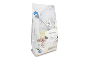 Корм д/собак дрібних порід з білою шерстю N&D беззерновий з сібасом спіруліною та фенхелем сухий 2кг Farmina