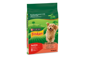 Корм сухий повнораціонний для дорослих собак з яловичиною Active Friskies м/у 10кг