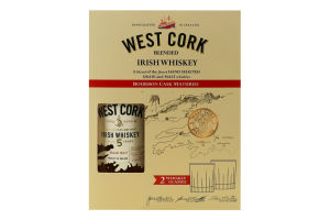 Набір Віскі Bourbon Cask 40% 0,7л+Келих 2шт коробка West Cork