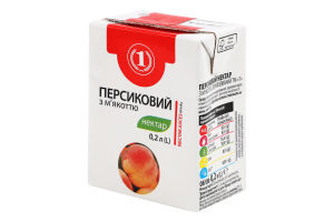 Нектар с мякотью стерилизованный персиковый ТМ "1" т/п 0.2л