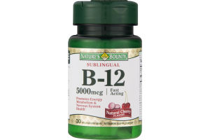 Nature's Bounty B-12 5000mcg Natural Cherry Microlozenges Vitamin Suppletment - 30 CT