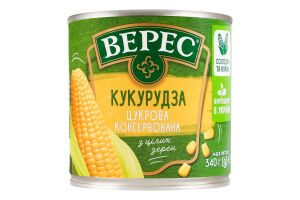 Кукуруза сахарная консервированная стерилизованная вакуумированная из целых зерен Верес ж/б 340г