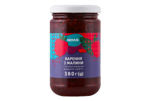Варенье из малины стерилизованное Novus в/с с/б 380г