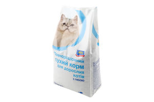 Корм сухий повнораціонний для дорослих котів з рибою aro м/у 2.5кг
