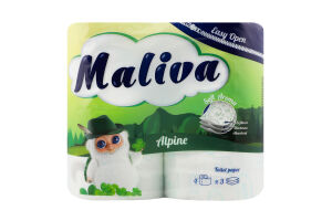Туал. папір Maliva 4 рул. по 130 арк., 17 м, 3-х шар. Альпійський И985 (Болгарія)