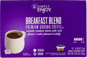Simply Enjoy Premium Ground Coffee Pods Breakfast Blend - 12 CT