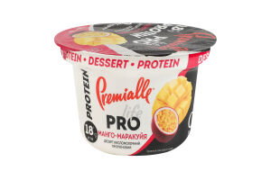 Десерт кисломолочний 10% протеїновий термізований з наповнювачем та підсолоджувачем Манго-маракуя Premialle ст 160г